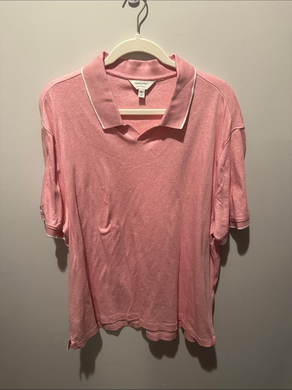 Banana Republic Light Pink Polo Shirt with White Trim